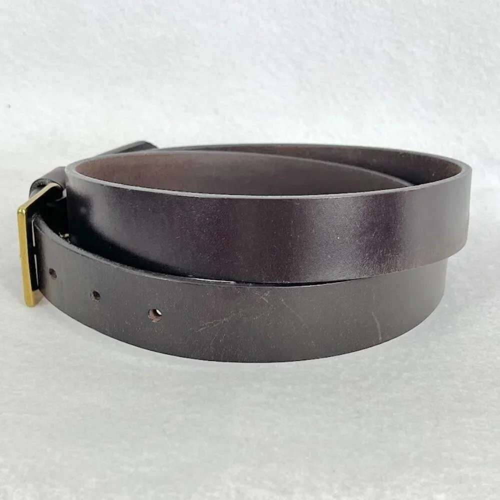 Eddie Bauer Leather Belt Classic Old Money Luxury Academia Prep Brown 3XL